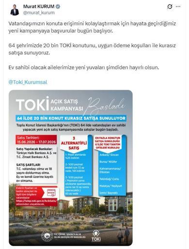 Bakan Kurum: 20 bin TOKİ konutunu, kurasız satışa sunuyoruz