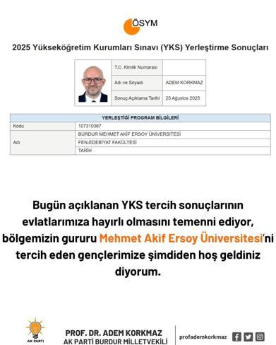 AK Partili Korkmaz, rektörlüğünü yaptığı üniversitenin öğrencisi oldu