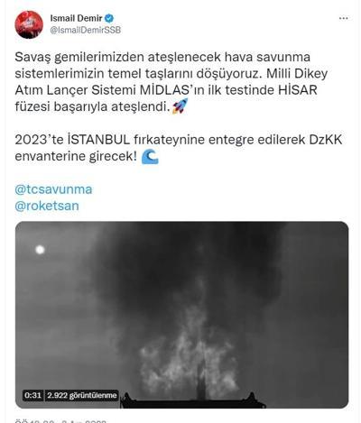 MİDLASın ilk atışlı testi başarıyla gerçekleştirildi