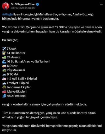 İzmirde çıkan orman yangını kontrol altında