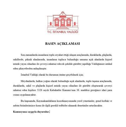 İstanbul Valiliğinden yüksek sesli müzik uyarısı: Para cezası uygulanacak