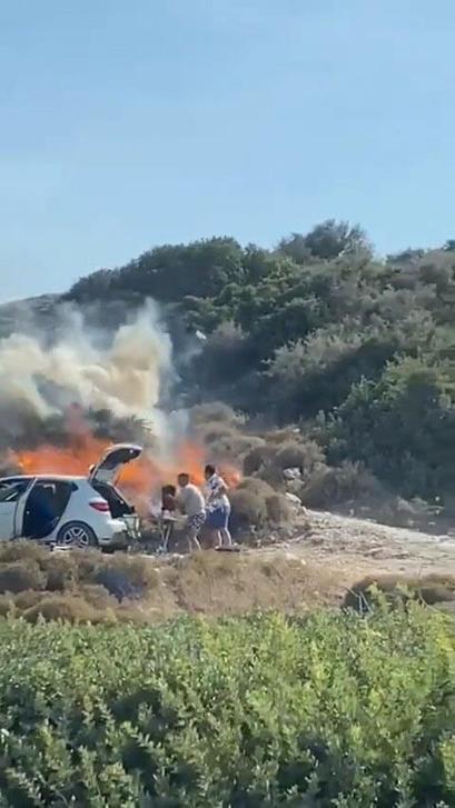 İzmirde mangal ateşinden çıkan yangın, akıllara geçen seneki görüntüleri getirdi