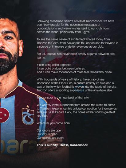 Trabzonspor’dan dünyaya Salah daveti: Kapımız, şehrimiz, tribünlerimiz açık