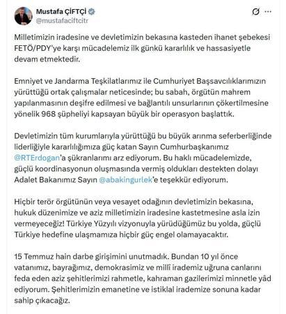 81 ilde FETÖ operasyonu; 968 şüpheli hakkında gözaltı kararı