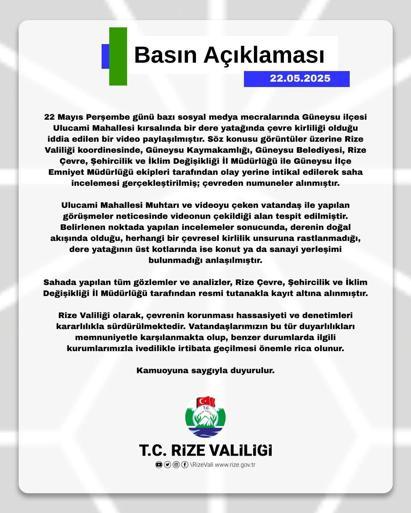 Rizede rengi kırmızıya dönen derede inceleme