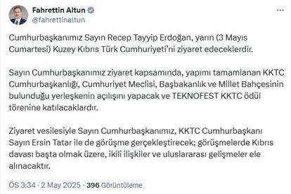 Cumhurbaşkanı Erdoğan, KKTCyi ziyaret edecek