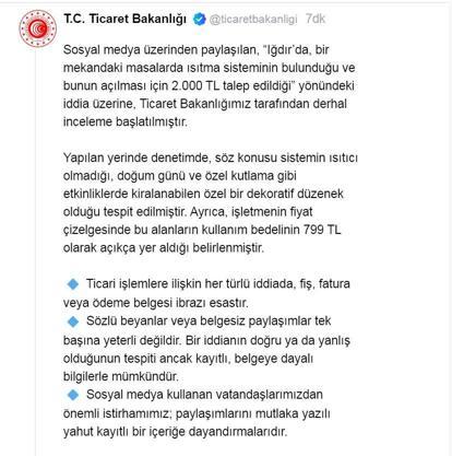 Ticaret Bakanlığından Isıtıcı için 2 bin TL talep edildi iddiasına ilişkin açıklama
