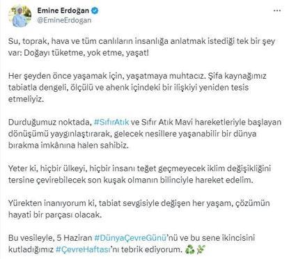 Emine Erdoğan: Yaşanabilir bir dünya bırakma imkanına halen sahibiz
