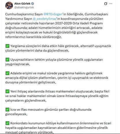 Bakan Gürlek: Reformlarımızı kararlılıkla sürdüreceğiz