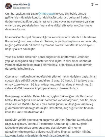 7 ilde yasa dışı bahis operasyonu; 61 şüpheli hakkında işlem başlatıldı