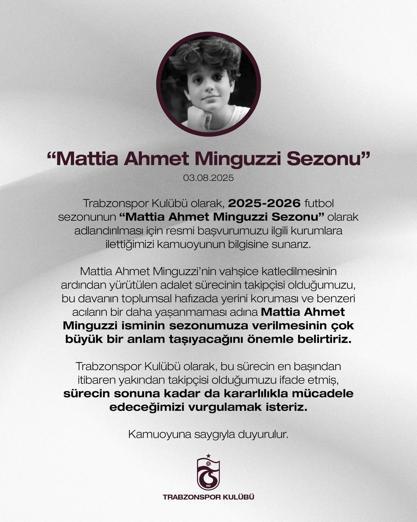 Trabzonspor’dan ‘Mattia Ahmet Minguzzi Sezonu başvurusu
