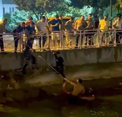 Polisten kaçan şüpheli, girdiği sulama kanalında boğulma tehlikesi geçirdi