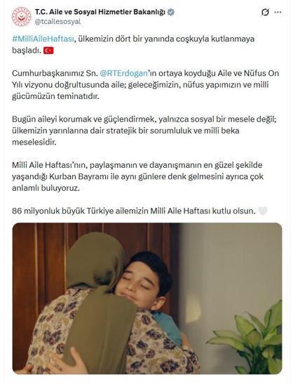 Bakanlıktan Milli Aile Haftası paylaşımı
