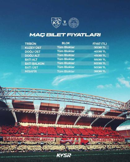Zecorner Kayserispor-Fenerbahçe maçının bilet fiyatları belli oldu