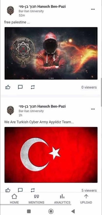 Ayyıldız Tim, İsrailli profesörün hesabını hackledi