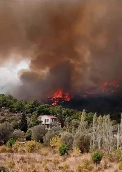 İzmirde çöplükte çıkan yangın, ormana sıçradı