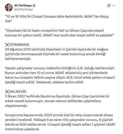 JASAT, 10 ve 18 yıllık iki faili meçhul cinayeti aydınlattı