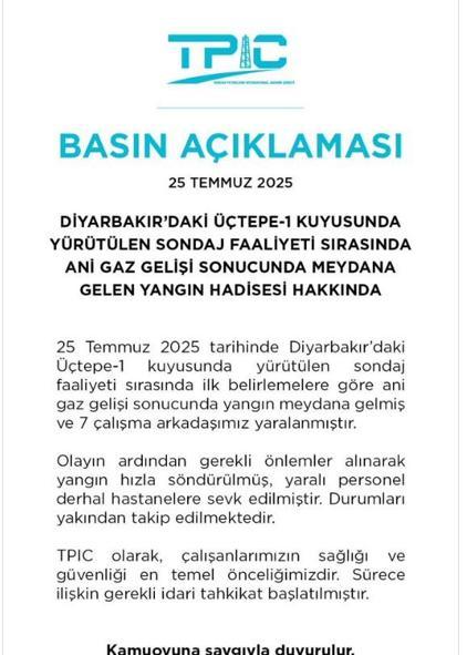 Diyarbakır’da petrol sondaj kuyusunda patlama; 7 yaralı