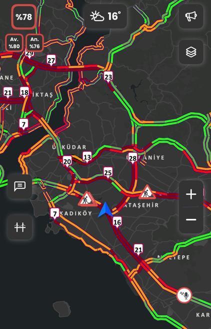 İstanbulda trafik yoğunluğu yüzde 78e ulaştı