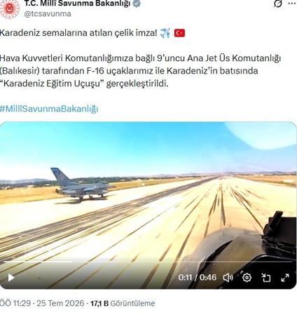 F-16lardan Karadenizde eğitim uçuşu