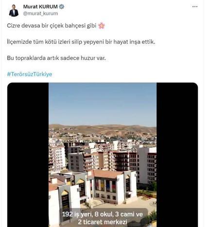 Bakan Kurum, yenilenen Cizreden görüntüler paylaştı