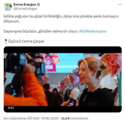 Emine Erdoğandan TOGEM-DERin Cemre Çarşısı ile ilgili paylaşım