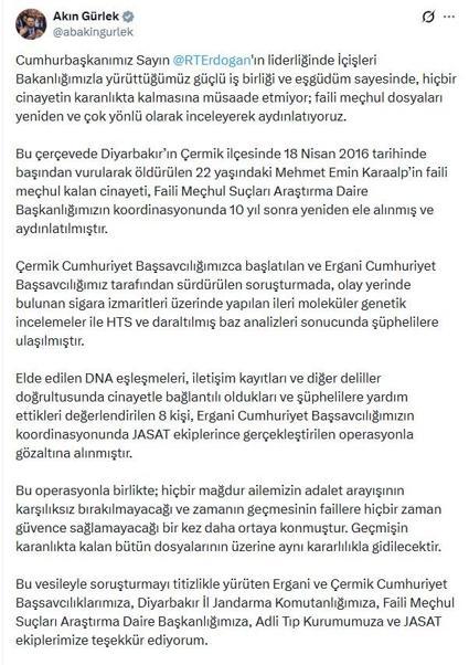 Diyarbakırdaki cinayet 10 yıl sonra aydınlatıldı; 8 gözaltı