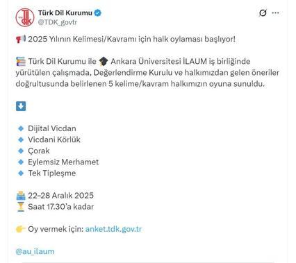 Yılın kelimesi önerileri halk oylamasına açıldı