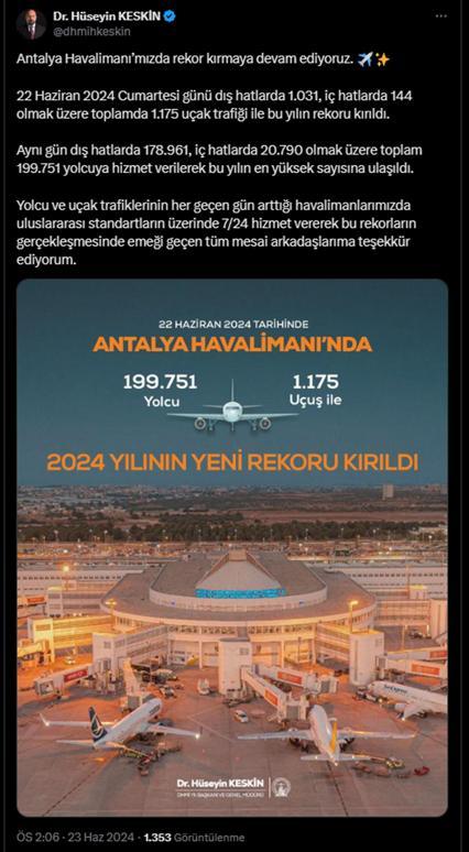 Antalya Havalimanında yılın en yüksek yolcu sayısına ulaşıldı