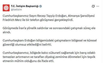 Cumhurbaşkanı Erdoğan, Almanya Şansölyesi Merz ile görüştü