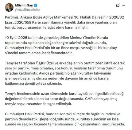 CHP mutlak butlan davasında temyiz başvurusunu geri çekti