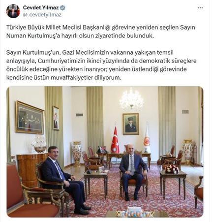 TBMM Başkanı Numan Kurtulmuş, Cevdet Yılmazı kabul etti
