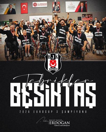 Cumhurbaşkanı Erdoğan’dan Beşiktaşa tebrik mesajı