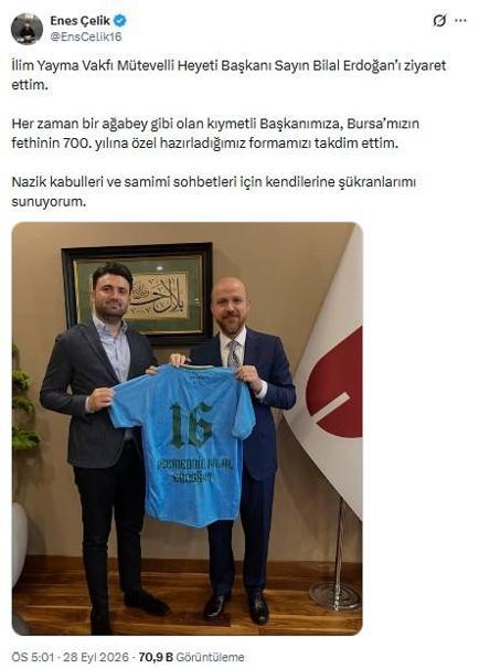 Bursaspor Başkanından Bilal Erdoğan’a özel forma