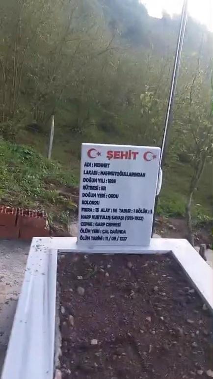 Şehit dedesinin vasiyetini 104 yıl sonra yerine getirdi