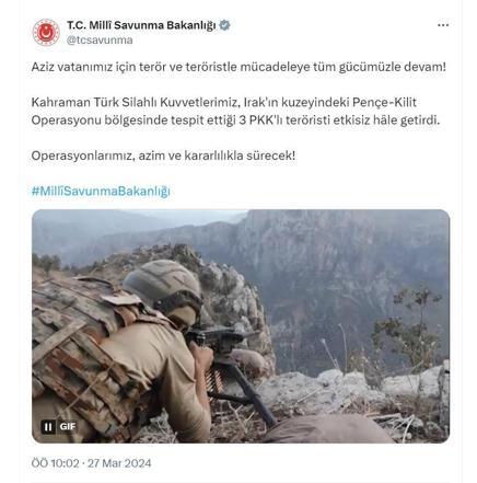 MSB: 5 PKKlı terörist etkisiz hale getirildi