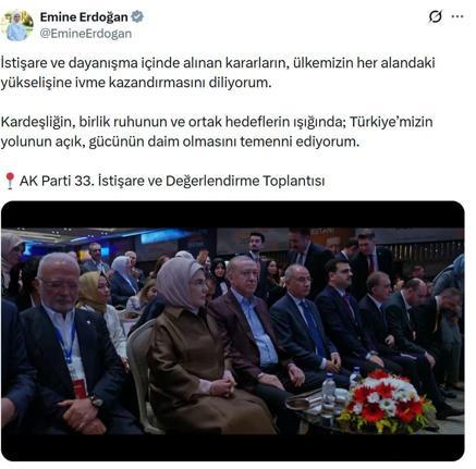 Emine Erdoğandan AK Parti İstişare ve Değerlendirme Toplantısına ilişkin paylaşım