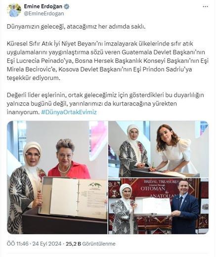 Emine Erdoğandan Küresel Sıfır Atık İyi Niyet Beyanı paylaşımı