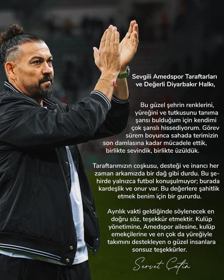 Amed Sportif Faaliyetler’de teknik direktör Servet Çetin ile yollar ayrıldı