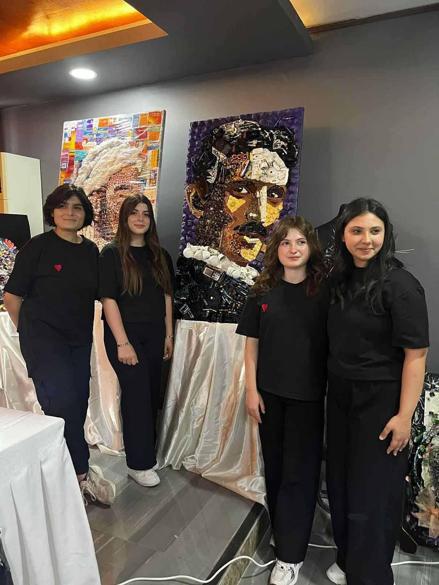 Öğrencilerin atık malzemeler ile yaptıkları Nikola Tesla tablosu Türkiye 1incisi oldu