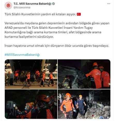 Türkiyeden Venezuelaya arama kurtarma ve insani yardım desteği