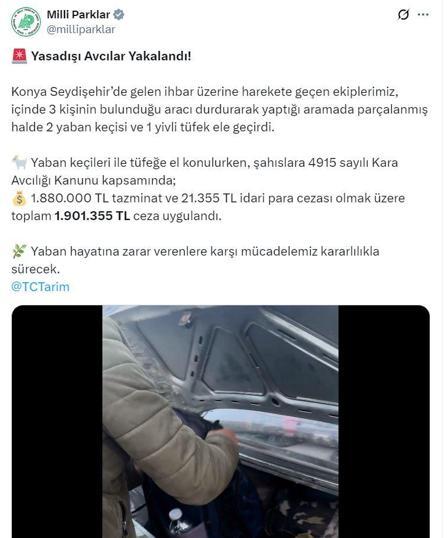 Konyada kaçak avcılara 1 milyon 900 bin lira ceza