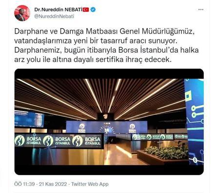 Bakan Nebati: Darphanemiz, Borsa İstanbulda altına dayalı sertifika ihraç edecek