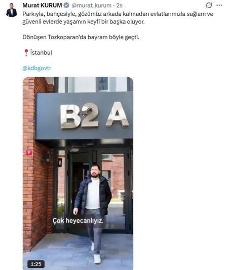 Bakan Kurum, kentsel dönüşümle yenilenen Tozkoparandan görüntüler paylaştı