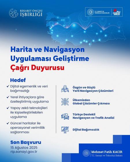 Bakanlıktan Harita ve Navigasyon Uygulaması Geliştirme Projeleri Çağrısı