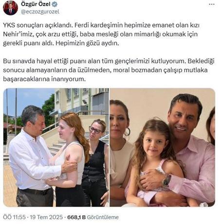 Özgür Özel: Nehirimiz mimarlık için gerekli puanı aldı