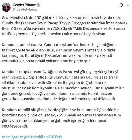 Terörsüz Türkiye kurulu ilk toplantısını 24 Ağustosta yapacak