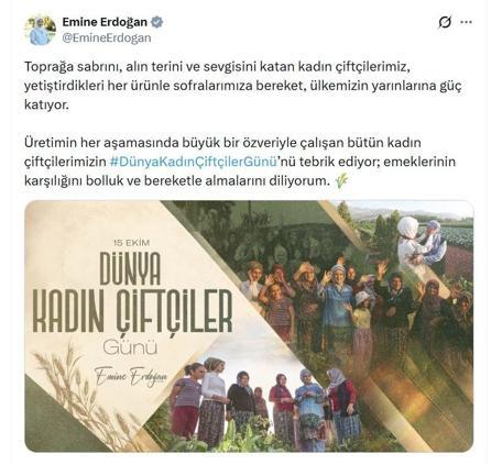 Emine Erdoğandan Dünya Kadın Çiftçiler Günü mesajı