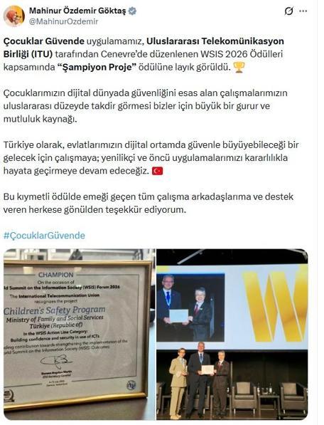 Çocuklar Güvende uygulaması, Şampiyon Proje oldu