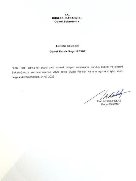 Özgür Özelin partisinin adı Yeni Parti oldu